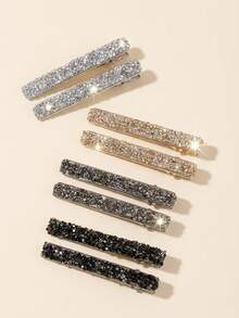 8 件套时尚女童发夹：镶钻珍珠鸭嘴夹 - 日常佩戴的完美之选 - 彩色 - 查看 4