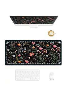 Extra Large Gaming Mouse Pad, XL Size Keyboard Mouse Mat With Stitched Edges, Durable Non-Slip Rubber Base, Suitable For Home Office Work Floral And Plant Designs - View 6