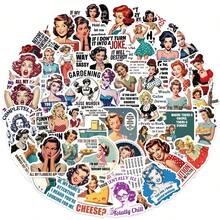 50张女性短语贴纸，PVC防水贴纸，自粘式，适用于学校文具、日记本、剪贴簿、手机、笔记本电脑、保险杠、滑板、水瓶、安全帽、汽车贴纸 - 1 Set - 查看 6