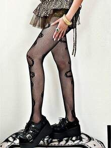 A Black Subculture Sexy Little Snake Mesh Sock Punk Hot Girl Y2k Pantyhose - Black - View 2