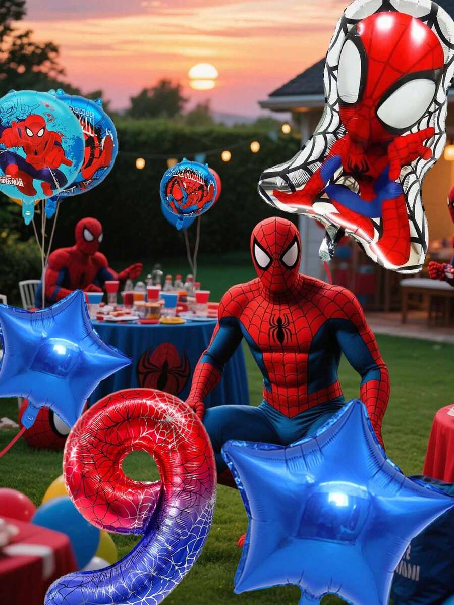 Bộ trang trí bóng bay chủ đề Người Nhện Marvel cho tiệc sinh nhật, bao gồm bóng bay số lớn 40 inch, thích hợp cho các hoạt động kỷ niệm và quà tặng/bó hoa cho trẻ em. - Bộ bóng bay - Xem 1