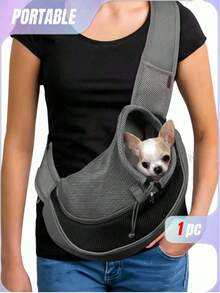 1pc Pet Dog Harness Breathable Mesh Travel Backpack, Suitable For Dogs & Cats - Black - View 12