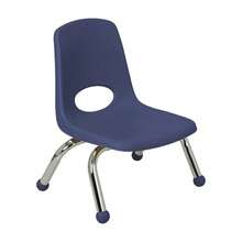 FDP 14749-NV - Silla escolar apilable de 8 pulgadas asiento de estudiante con patas de acero chapado en cromo y deslizadores de bola; para guardería preescolar y educación en el hogar color azul - Marino - Ver 1