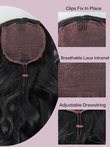 20 Inch Black Deep Wave Curly Synthetic Hair Extension, Drawstring Ponytail Clip-In, Suitable For Women Party And Daily Wear - Multicolor - View 5