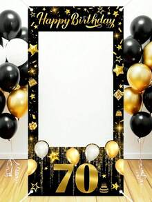1 Pc 2026 Black & Gold Milestone Birthday Backdrop Bundle, 9 Age Options (16/18/20/30/40/50/60/70/80), Core Keywords: 2026, Birthday, Milestone, Black & Gold, Photo Booth Backdrop, Polyester, Waterproof, Foldable, Stain-Resistant, Birthday Party, Celebration, Home Decor - Black Gold Birthday - View 10