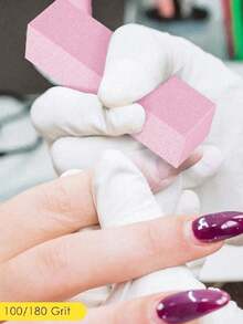 10pcs Nail Buffing Blocks, Medium/Fine Grit 100/180 Grit Polishing Blocks, Suitable For Acrylic Nails, Gel Nail Polish Nails, 3-In-1 Professional Pedicure Manicure Polishing Set, Nail Art Supplies, Nail Tools, Nail Art Tools, Back To School Season, Manicure, Nail Tools - Pink - View 6