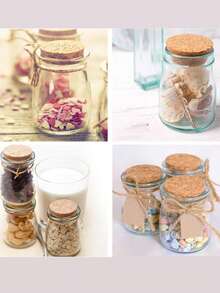 一套1/5/10/20个玻璃罐，迷你酸奶罐，100毫升带软木塞盖的糖果罐，带盖布丁罐，梅森罐婚礼回礼，带标签和绳子的蜂蜜罐 - 彩色 - 查看 6