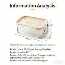 Wavy Wall Mounted Soap Dish, Bathroom Double Layer Soap Storage Rack Without Drilling - 1pc Transparent Color - View 5