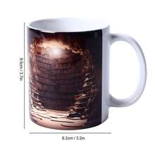Taza de café de cerámica con patrón de estantería 3D, taza de té resistente al calor con asa redondeada, multifuncional para el hogar, dormitorio y oficina - Menos de 0,5 l - Ver 5