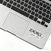 1pc "Remember Your Original Intention" Inspirational Sticker - Motivational Positive Quote Sticker | Suitable For Laptop, Water Bottle And Notebook - Multicolor - View 8