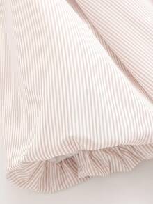 Blusa elegante de manga farol de 3/4 con cuello de corbata a rayas, diseño de doble lazo, de corte holgado, color rosa, para primavera - Rosa - Ver 11