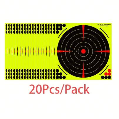 20 miếng/gói, kích thước 12*12 inch, dùng làm bia tập bắn đổi màu, thích hợp cho săn bắn.
