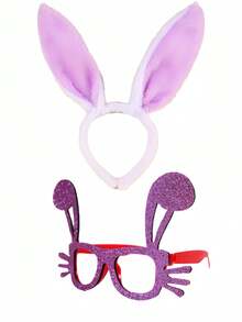 耳饰头箍和眼镜套装，可爱派对拍照道具，成人节日服装配饰 - 彩色 - 查看 9