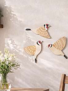 3 Peças Decoração de Parede Estilo Boêmio com Pássaros, Ornamento de Parede de Arte Animal Nórdica, Decoração Minimalista para Sala de Estar, Quarto, Escritório, Apartamento, Design Inspirado na Natureza, Arte de Parede Criativa, Estilo Escandinavo, Arranjo de Espaço Aconchegante, Acessório de Decoração de Parede, Acento de Casa Campestre Nórdica, Presente Adequado para Amantes de Pássaros e Entusiastas de Decoração de Interiores - Multicolorido - Visão 5