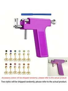 1 Set 98pcs Reusable Ear, Body, Nose, Navel, Lip, Tongue Piercing Gun Machine Supplies Toolkit, Includes Earrings, Professional Sterile Piercing Tools - Multicolor - View 21