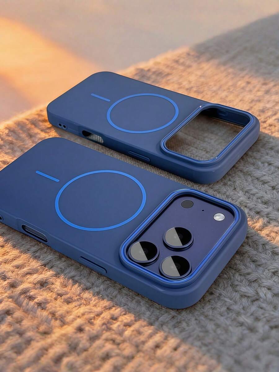 1 chiếc ốp lưng điện thoại sạc không dây từ tính mờ tối giản, mặt lưng silicon mềm cho iPhone 17 AIR, 16, 15, 14, 13, 12 Pro Max Plus - Xanh đậm - Xem 1