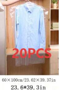 Garment Dust Cover, Transparent Plastic Dry Cleaning Disposable Garment Bag For Coats & Suits - White - View 11