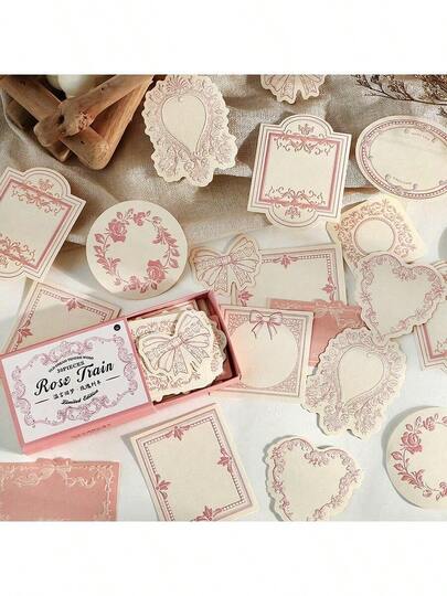 30pcs/Box Minimalist Lace Creative Embossed Memo Pad Paper, Retro DIY Decor Collage Craft Material, Holiday Gift, Personalized Scrapbooking School Supplies