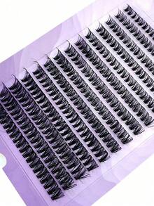 224Pcs/ Set 14Rows 160Roots 0.05mm Soft Lash Mink Fur Eyelashes 9-16mm Mixed Length 3D Russian Volume Lash Individual Lashes Makeup Black Lashes Purple Box Packaging Lash Clusters,Eye Lash Clusters,Individual Eyelashes,Lashes,Fake Lashes - màu đen - Xem 8