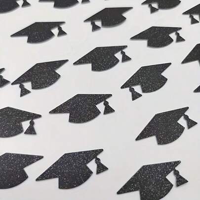 100pcs Black Paper Graduation Cap Decorations, Suitable For Graduation Party Supplies