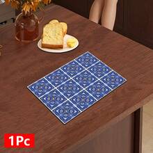 1pc Bohemian Style Square Pattern Printed Absorbent Dish Drying Mat, Espresso Machine Countertop Absorbent Mat, Sink Drain Mat, Soft Faucet Absorbent Mat, Sink Cup Mat, Home Decor, Kitchen & Bathroom Accessories - Multicolor - View 12