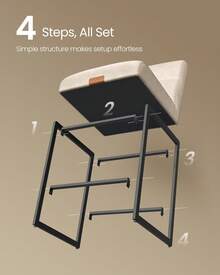 VASAGLE EKHO Collection - Bar Stools Set Of 2, Counter Height Stools With Backs, 26.4-Inch Barstools Chairs, Synthetic Leather With Stitching, Mid-Century Modern, Dining Kitchen Island - Milky White - View 7