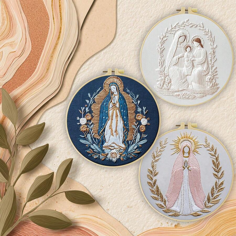 DIY Embroidery Kit With Water-Soluble Fabric. Includes Needle, Threads, Hoop & Pre-Printed Fabric. Beginner-Friendly. Great For Thanksgiving/Christmas Gifting. Perfect For Wall Decor Or Gifts. 20x20cm/7.9x7.9in.