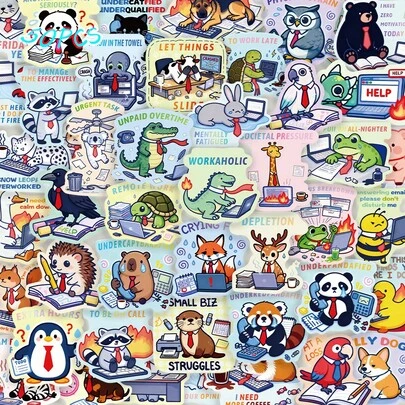 SCXXBSW 50张趣味创意手绘DIY贴纸，适用于动物图案、手机壳、笔记本电脑和吉他装饰