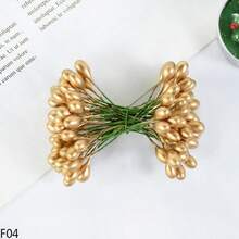 100 piezas de Estambres de flores mini de doble cabeza en color dorado/rojo/plateado/blanco para decoración de boda, manualidades, scrapbooking, regalos de Navidad - multicolor - Ver 14