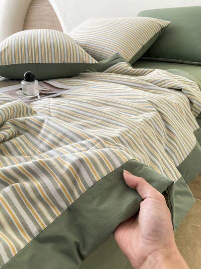 1 pezzo Trapunta leggera e traspirante a righe, coperta rinfrescante estiva, coperta per aria condizionata (federe e lenzuolo non inclusi), disponibile in più colori, biancheria da letto morbida e traspirante, adatta per camera da letto, camera degli ospiti, viaggio, stile moderno, copriletto lavabile facile da curare