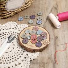 100 Pcs Vintage Wooden Flower Shaped Buttons 0.59 Inch Wood Flower Decorative Button 2 Holes Antique Wooden Buttons Assorted Color Natural Wood Button For Men Women Sewing Knitting Crafts Clothes - Multicolor - View 4