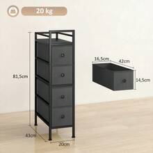 4-Drawer Chest In Non-Woven Fabric, Storage Unit With Steel Frame, 20 Cm X 43 Cm X 81.5 Cm, Black - Black - View 6