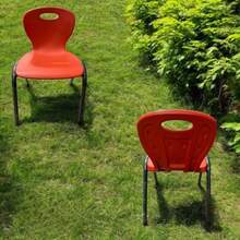 Silla Plástica Apilable para Niños Armazón de Acero 50 cm de Altura 40 cm de Ancho Roja - Rojo - Ver 6