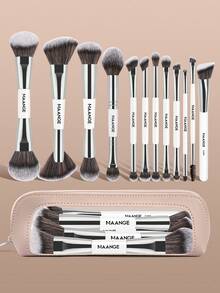 MAANGE 6pcs Professional Makeup Brush Set: Includes Foundation Brush, Blush Brush, Powder Brush, Eyeshadow Brush, Blending Brush, Highlighter Brush, Concealer Brush, And Contour Brush Makeup Tools Kit Beauty Brush Kit Gift For Women & Girl Travel Makeup Brush Set - White - View 3