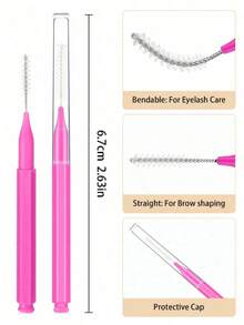 带盖眉刷，S型眉睫毛刷，睫毛夹，眉睫毛染色工具，眉梳，眼影刷，化妆刷，化妆工具，男女通用 - 彩色 - 查看 4