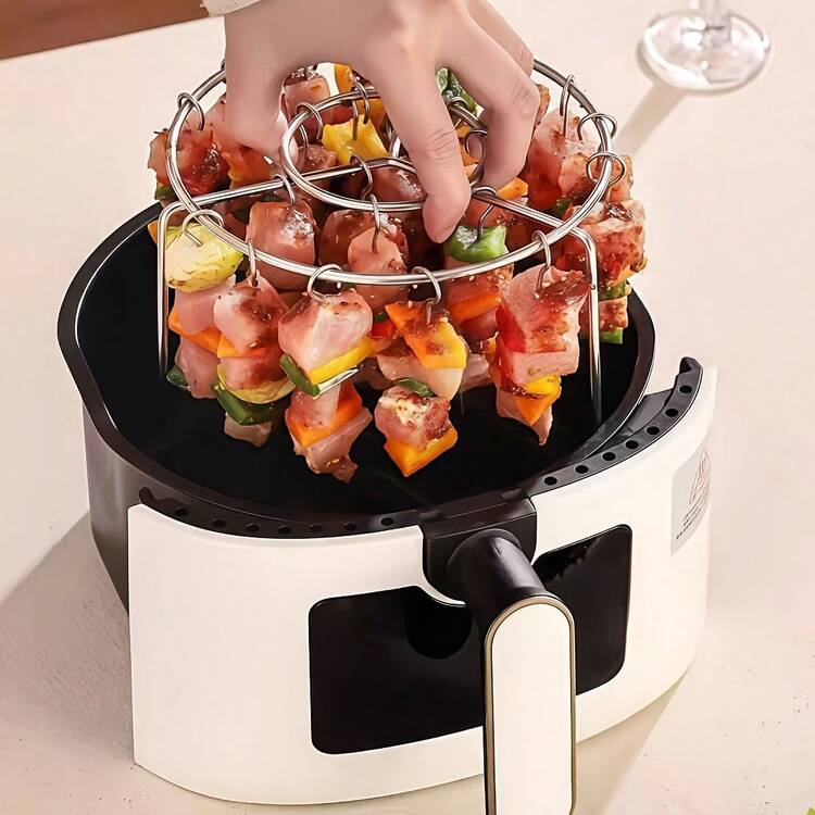 Rejilla vertical de acero inoxidable 304 + 24 pinchos, apta para freidoras de aire y hornos de 3 a 6 cuartos, esencial para cocina y parrilla al aire libre, calentamiento uniforme, no inflamable, ideal para carnes y verduras - Multicolor - Añade 1