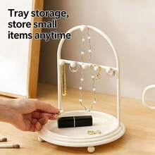 1pc Nordic Style Iron Jewelry Display Stand With Tray - Multicolor - View 3