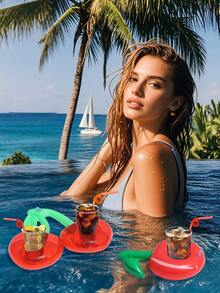 1PC Red Inflatable Watermelon Pool Cup Holder Float, Floating Drink Holder For Beach Pool Party Summer Holiday Gift - Multicolor - View 2