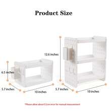 1pc Desktop Pegboard Storage Rack, 2-Tier Desk Organizer Shelf With Pen Holder And Hanging Hook, White Space Saving Organizer For Stationery, Makeup, Books And Small Items - White - View 5