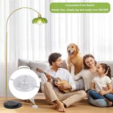 Arc Floor Lamps For Living Room, Gold Floor Lamp With Remote, Glass Standing Lamp For Bedroom, Green Flower Lamp With LED Bulb, Height Adjustable Tall Lamps For Office, Modern Stand Up Lamp Decor - 查看 7