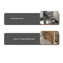 Kitchen Countertop Microwave Rack Extendable – 6 Hooks & Cutting Board Holder Included, Adjustable Length & Height, Anti-Rust Carbon Steel Shelf For Coffee Maker Toaster Office Printer - Grey - View 7