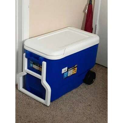 38 QT Wheelie Hard Sided Cooler With Wheels, Blue Portable Rolling Ice Chest, Heavy Duty Insulated Cooler For Camping, Beach & Outdoor Activities