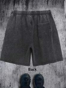 Men's Black Washed Shorts / Unisex Style, Vonn Dutch Speed Shop Logo Print Ideal Gift For 2026 New Year, Valentine's Day, Romantic Outfits, St. Patrick's Day, Black History Month, Back-To-School Season And Easter For Men Streetwear Casual Summer Outfit - màu đen - Xem 3