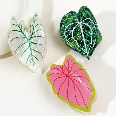 1pc Women's Acetate Leaf Design Hair Claw Clip, High-End Hair Claw For Updo Fashion Hair Clip Elegant Hair Accessories