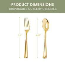 Gold Disposable Cutlery Set Gold Forks + Spoons 120 Count Disposable Silverware assortment - Dorado - Ver 3