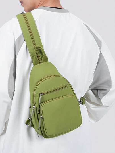 1 chiếc túi đeo ngực phong cách Hàn Quốc tối giản, ba lô unisex, túi đeo vai đa năng thời trang, túi đeo hông nhiều ngăn.
