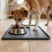 Thảm lót thức ăn cho thú cưng bằng silicon chống thấm nước và chịu nhiệt, có hình dấu chân, dễ vệ sinh. - Xem 1