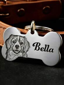 1 Stück individuell gestalteter knochenförmiger Hundeanhänger, kann Hundeportrait & Name eingraviert werden, personalisierter Haustier-Identifikationsanhänger, modisches Haustier-Anhänger-Accessoire, ideales Geschenk für Haustiere - Verschiedenfarbig - Übersicht 8