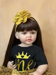 Lifelike 55cm Soft Vinyl Full Body Reborn Girl Baby Can Stand Doll, 22inch Princess Toddler Newborn Art Birthday Christmas Gifts For Child - Black - View 6