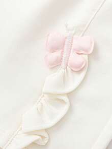 Balabala Pantalones cortos de verano cómodos para bebé niña con volantes, aplicación de mariposa y cintura elástica - Blanquecino - Ver 7